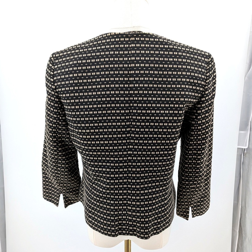 Anne Klein Textured‎ Embroidered Blazer Brown Khaki Career Jacket Size 8 - Picture 2 of 11